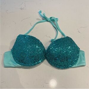 ISO Calzedonia Turquoise sequin Cannes Cobey Bikini top size M or L